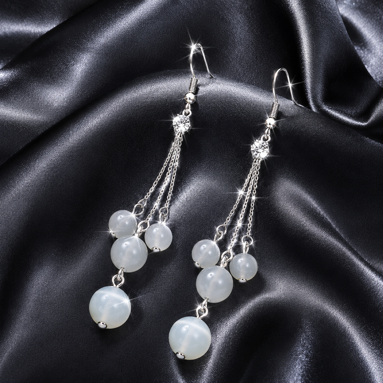 Pearl Bead Tassel Earrings