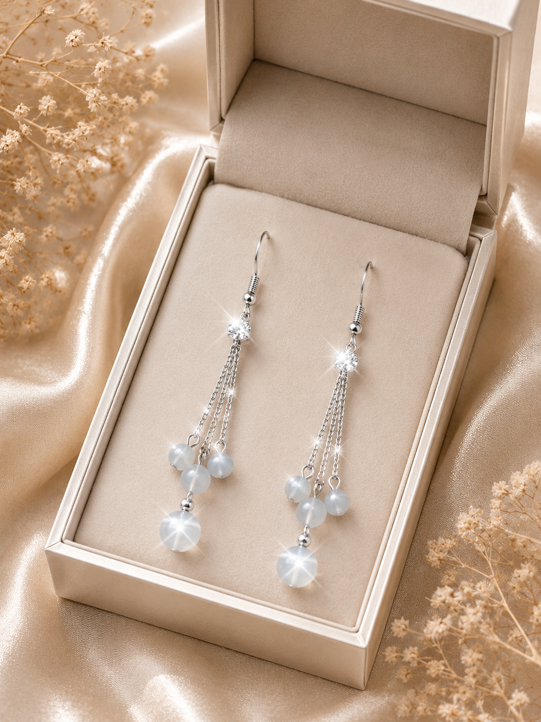 Pearl Bead Tassel Earrings