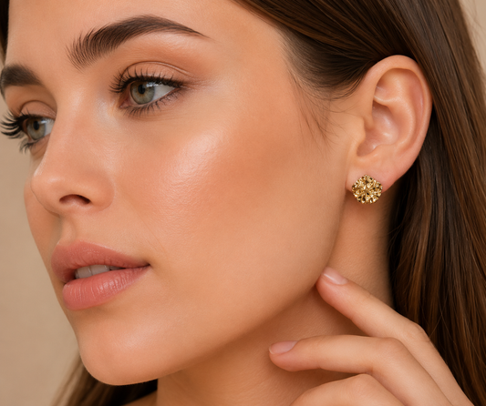 Vintage Gold Floral Stud Earrings