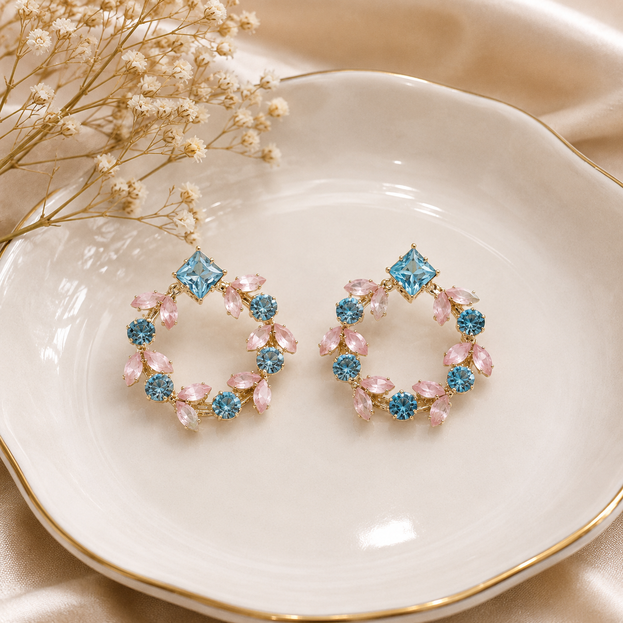 Pastel Crystal Wreath Earrings