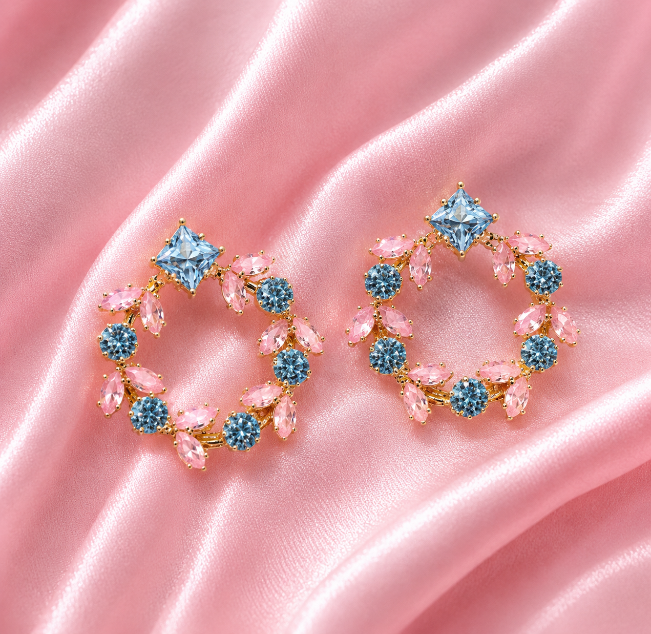 Pastel Crystal Wreath Earrings