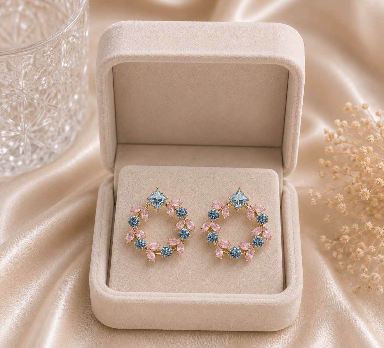 Pastel Crystal Wreath Earrings