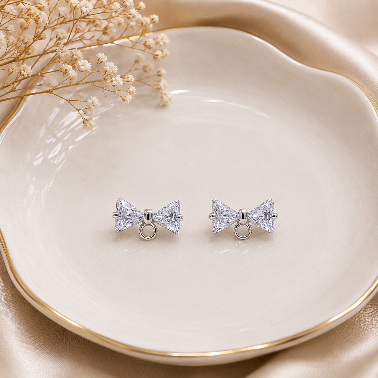 Crystal Bow Stud Earrings
