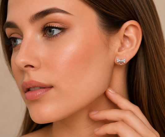 Crystal Bow Stud Earrings