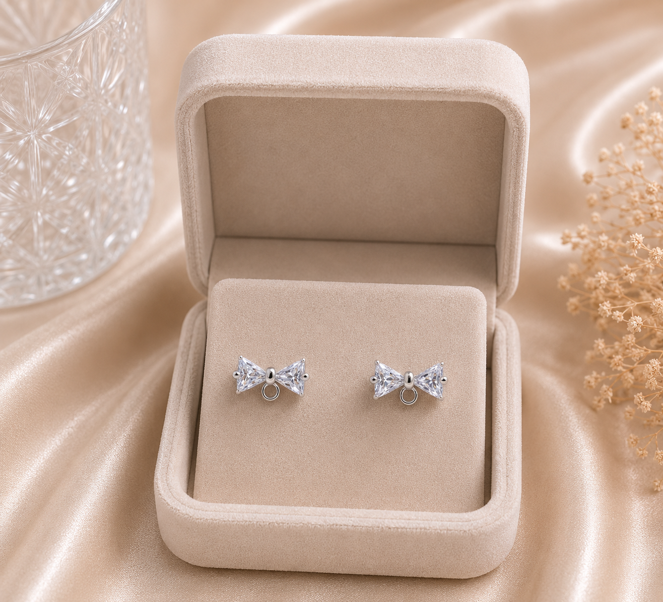 Crystal Bow Stud Earrings