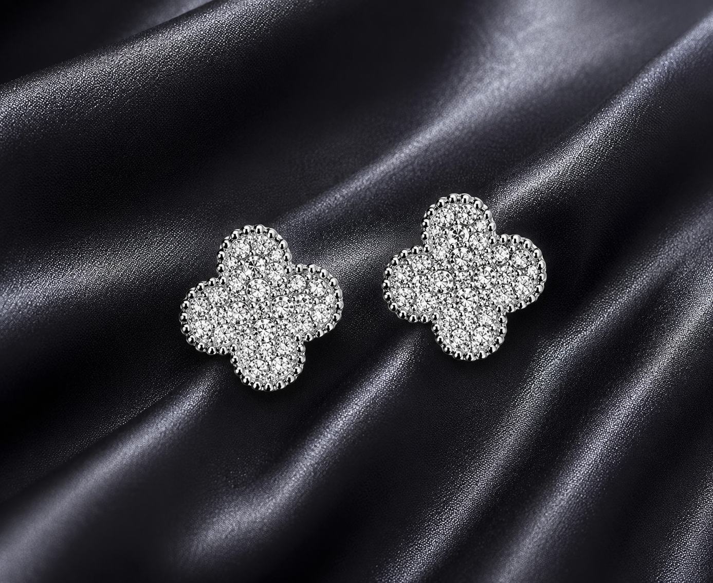 Crystal Clover Stud Earrings