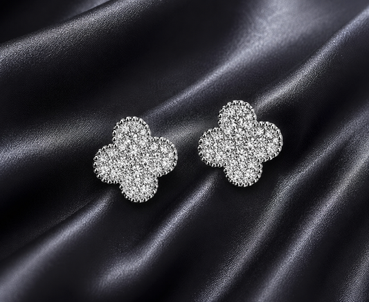Crystal Clover Stud Earrings