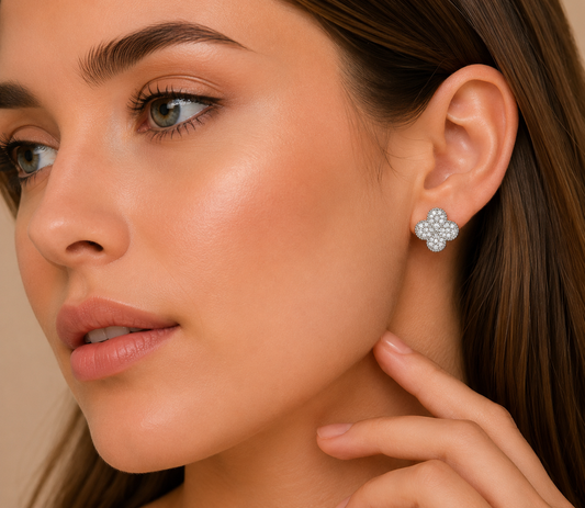 Crystal Clover Stud Earrings