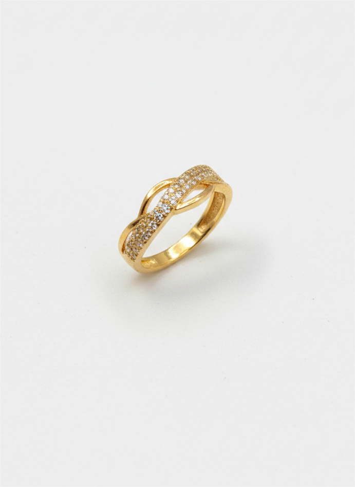 Golden Diamond Twisted Ring