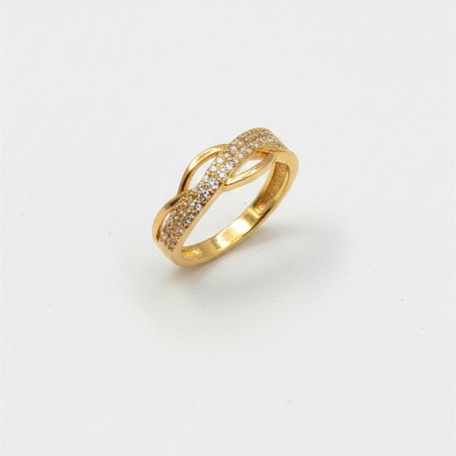Golden Diamond Twisted Ring