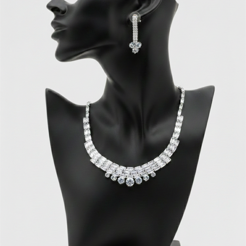 Silver Zirconia Choker Set