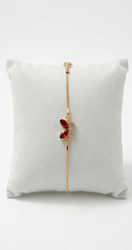 Red Butterfly Golden Toned Bracelets