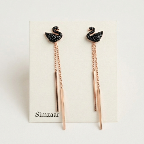 Black Swan Motif And Dangle Tassels Earing