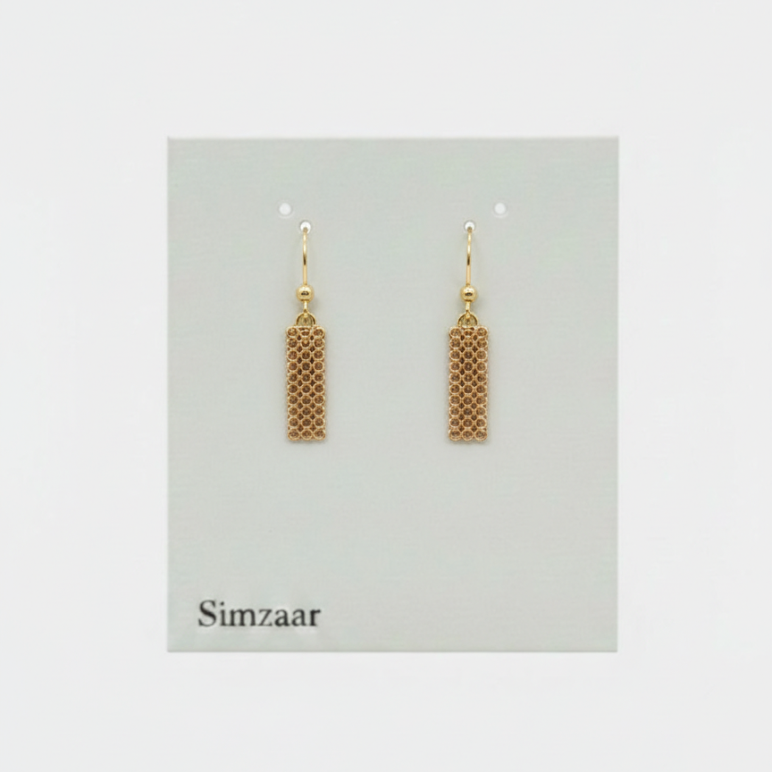 Gold Beaded Bar Dangle Earing