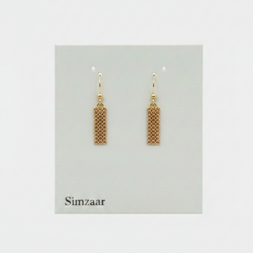 Gold Beaded Bar Dangle Earing