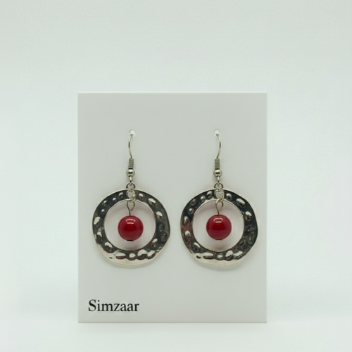 Red oral Gemstones Sterling Earing