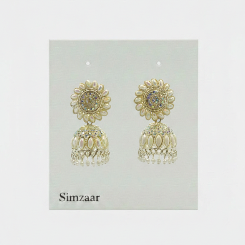 Floral Pearl Bell Shaped Earings