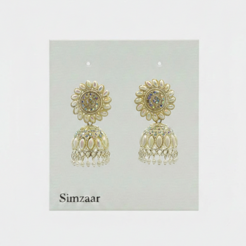 Floral Pearl Bell Shaped Earings