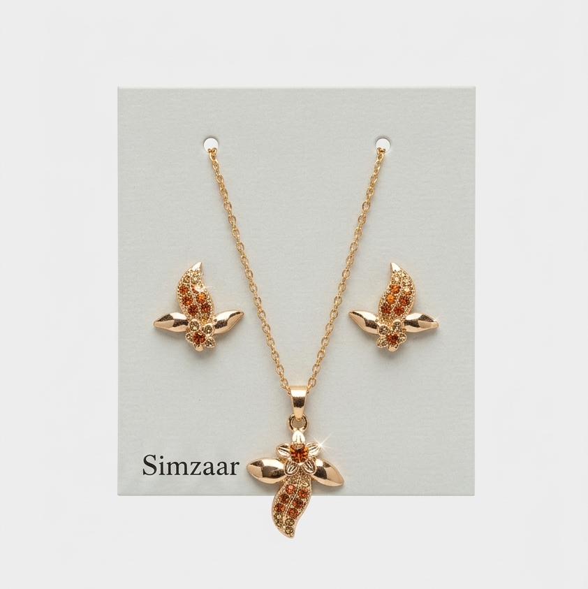 Bee Shaped Pendant With Studs Set