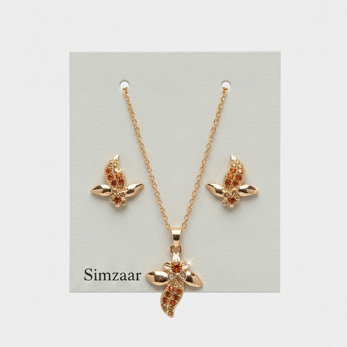 Bee Shaped Pendant With Studs Set