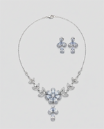 Luxury Silver Zirconia Flower And Leaf Choker Set