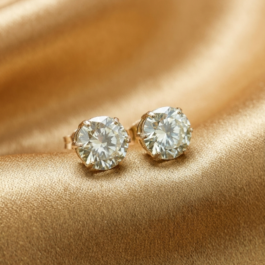 Radiant Solitaire Stud Earrings.