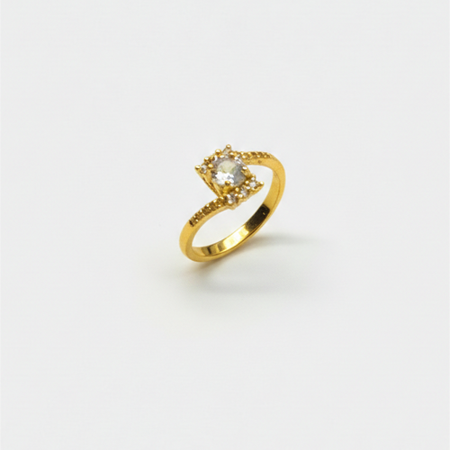 Zirconia Studed Golden Plated Ring