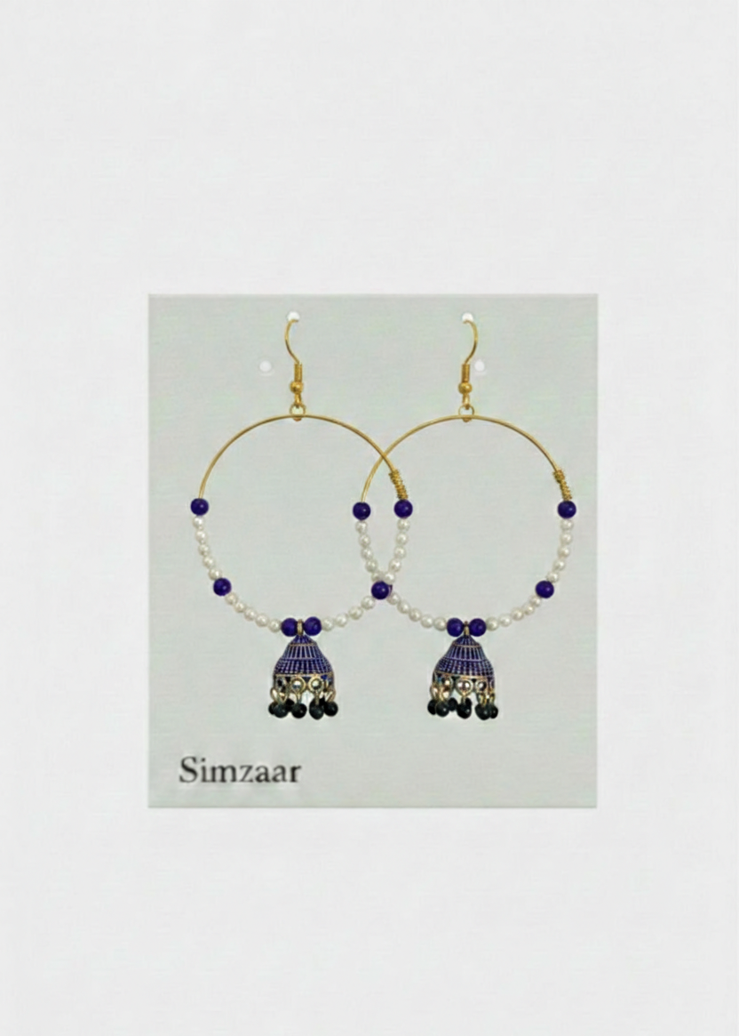 Deep Blue Bead Hoops