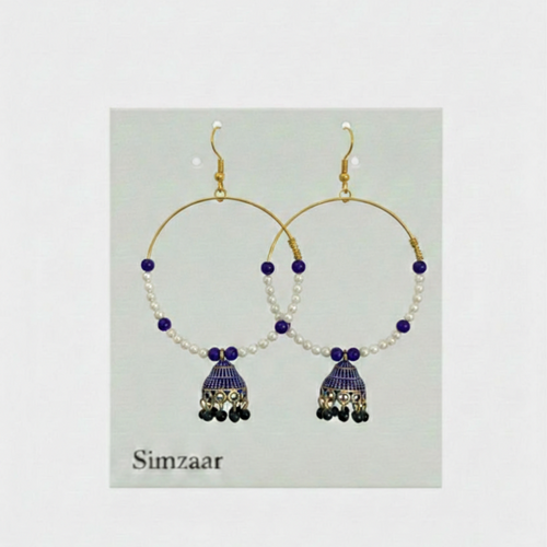 Deep Blue Bead Hoops