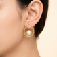 Round Wire Frame Dangling Pearl Earrings