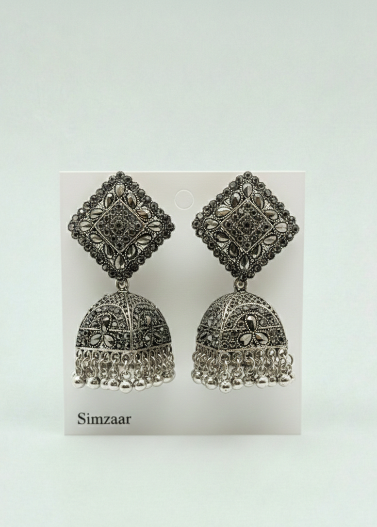 Silver Square Oxidize Earing