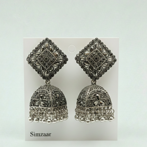 Silver Square Oxidize Earing