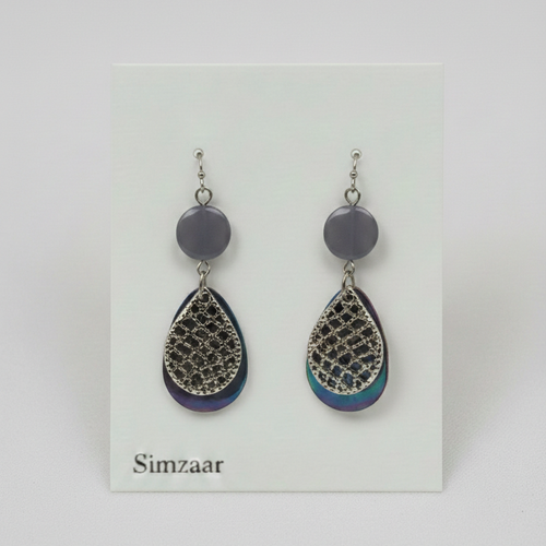 Silver Forest Blue Dangle Earings