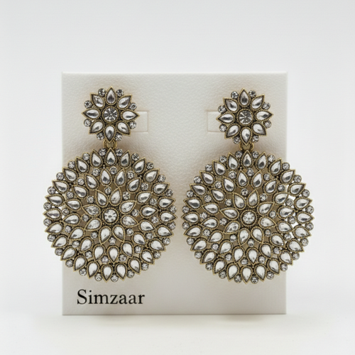 Golden Alloy Stone Earing