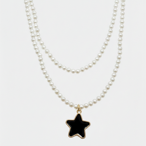 Golden Star White Pearl Necklace