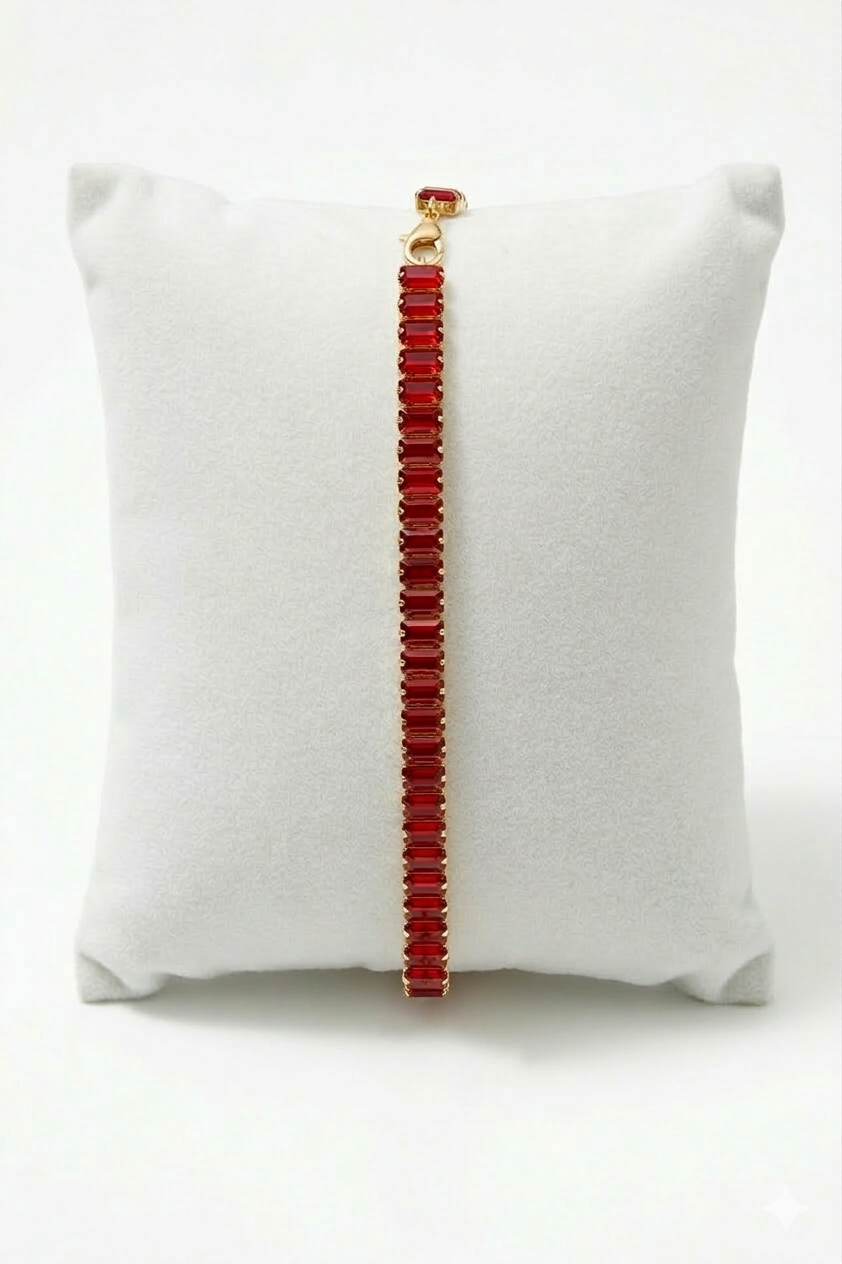 Red Zirconia Golden Plated Bracelet