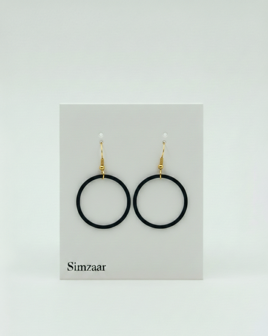 Black Circle Design Hoops