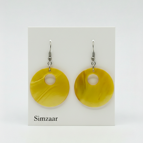 Yellow Pearl Shell Circle Earings