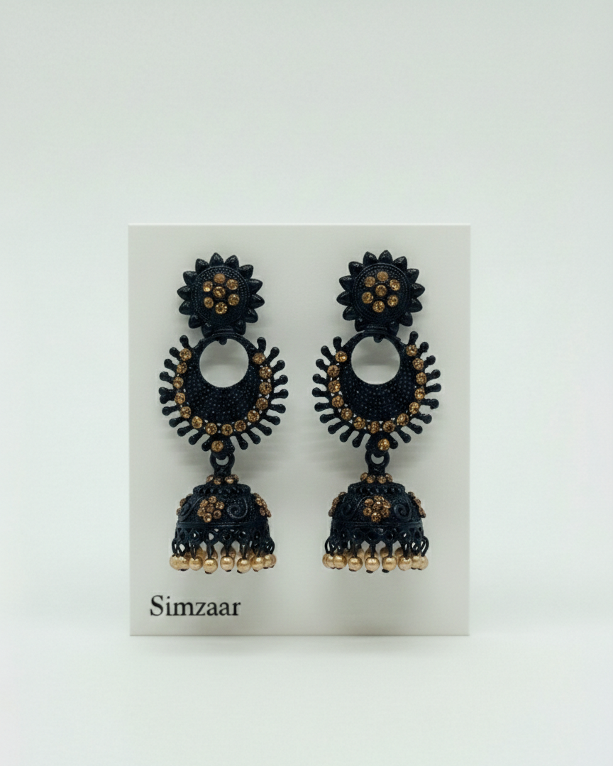Kundan Black Metal Earing