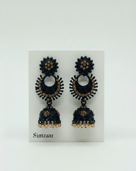 Kundan Black Metal Earing
