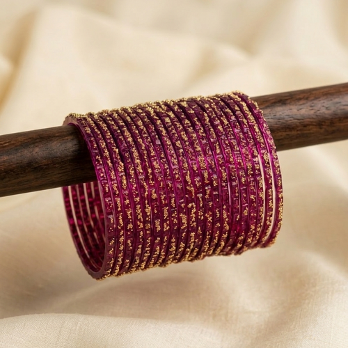 Purple Raindrop Kashmiri Glass Churiyan