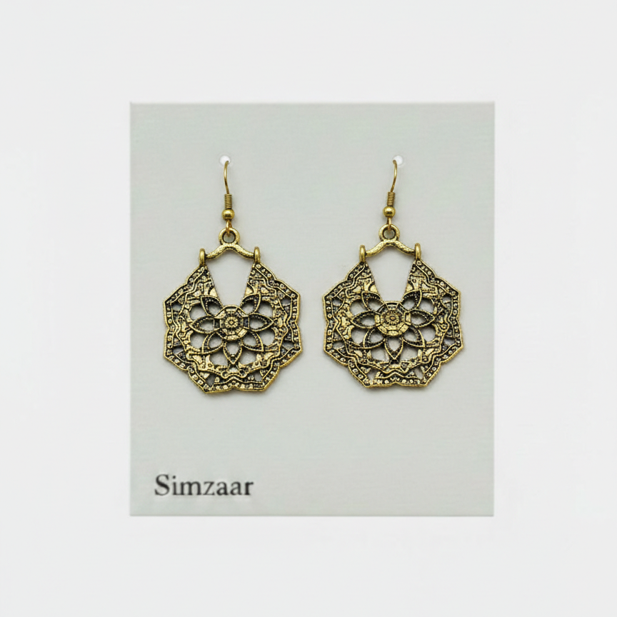 Ethenic Hollow Curved Flower Hoops