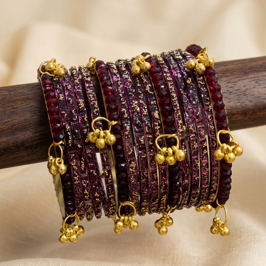 Maroon Luxury Kashmiri Glass Churiyan