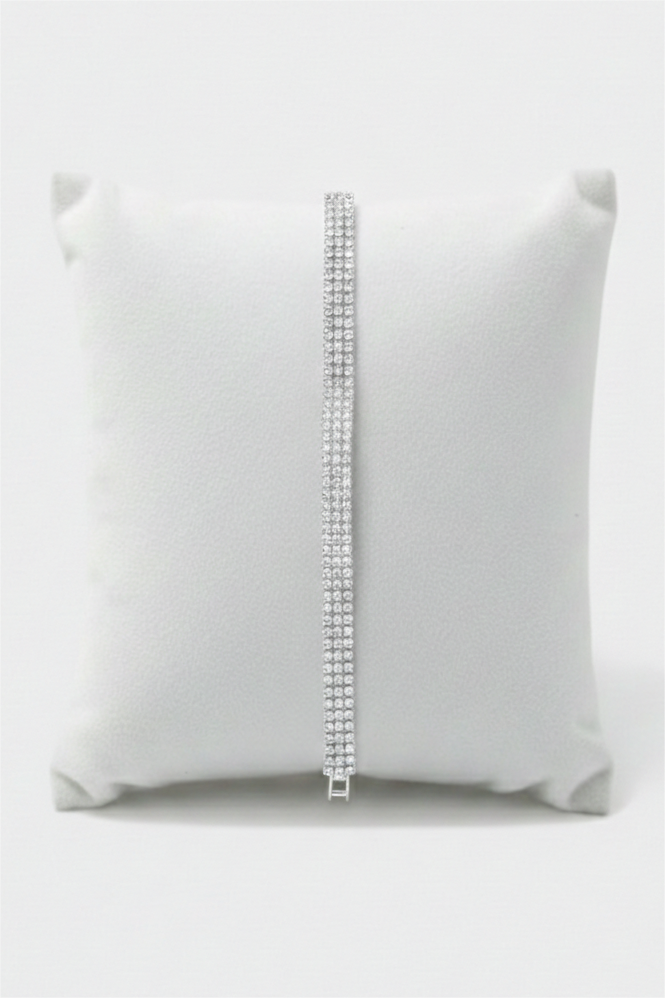 Diamond Stone Silver-Toned Bracelet