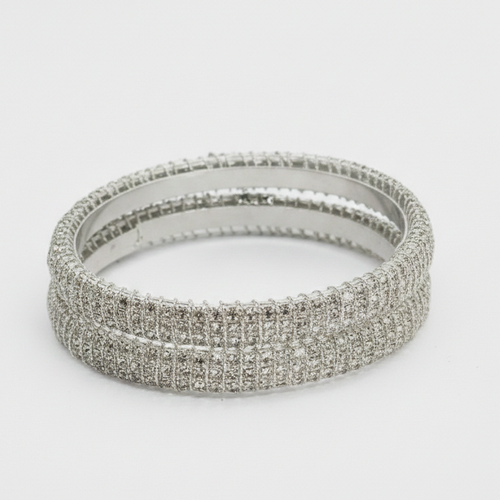 Silver Rhinestones Bangles 02 pcs