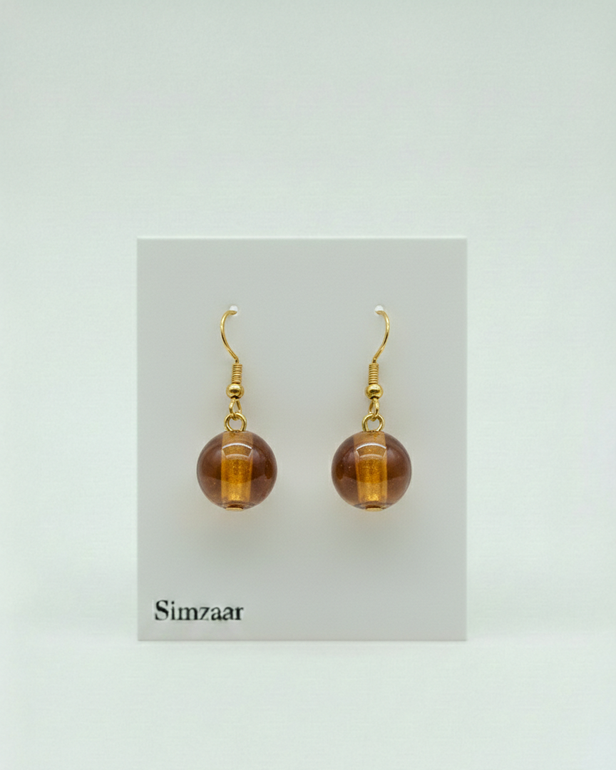 Amber Gold Murano Glass Drop Earings