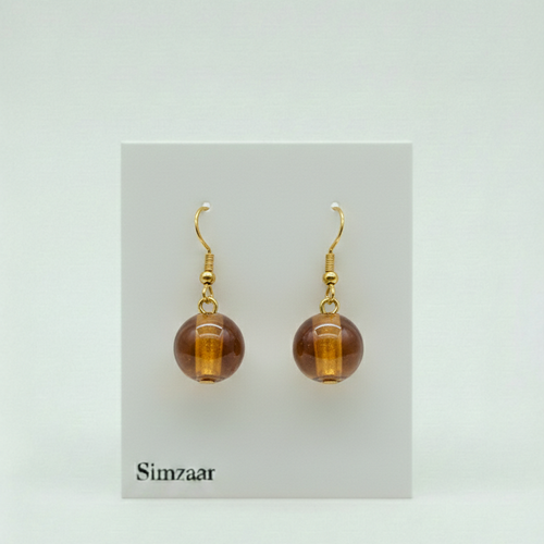 Amber Gold Murano Glass Drop Earings