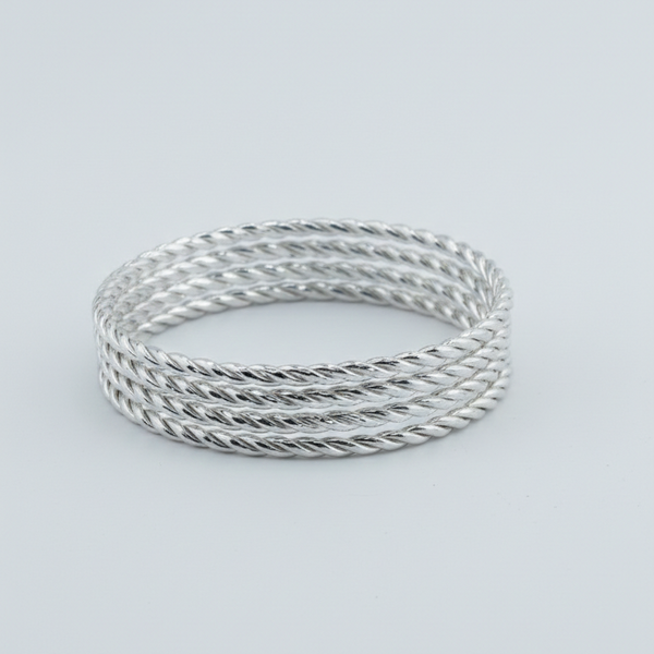 Round Twist Silver Antique Bangles