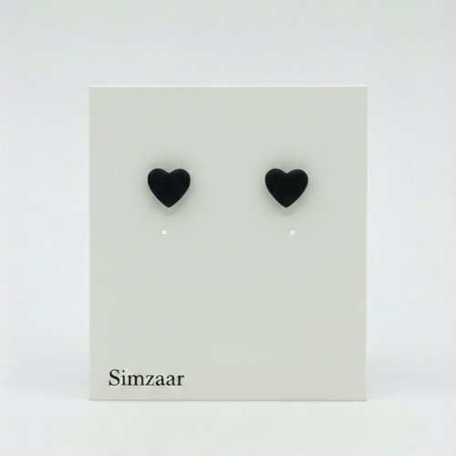 Black Matte Heart Shaped Studs