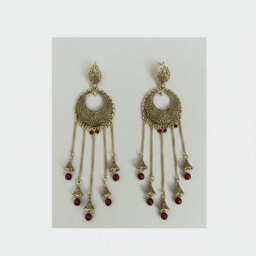 Golden Pinjada Red Pearl Earing